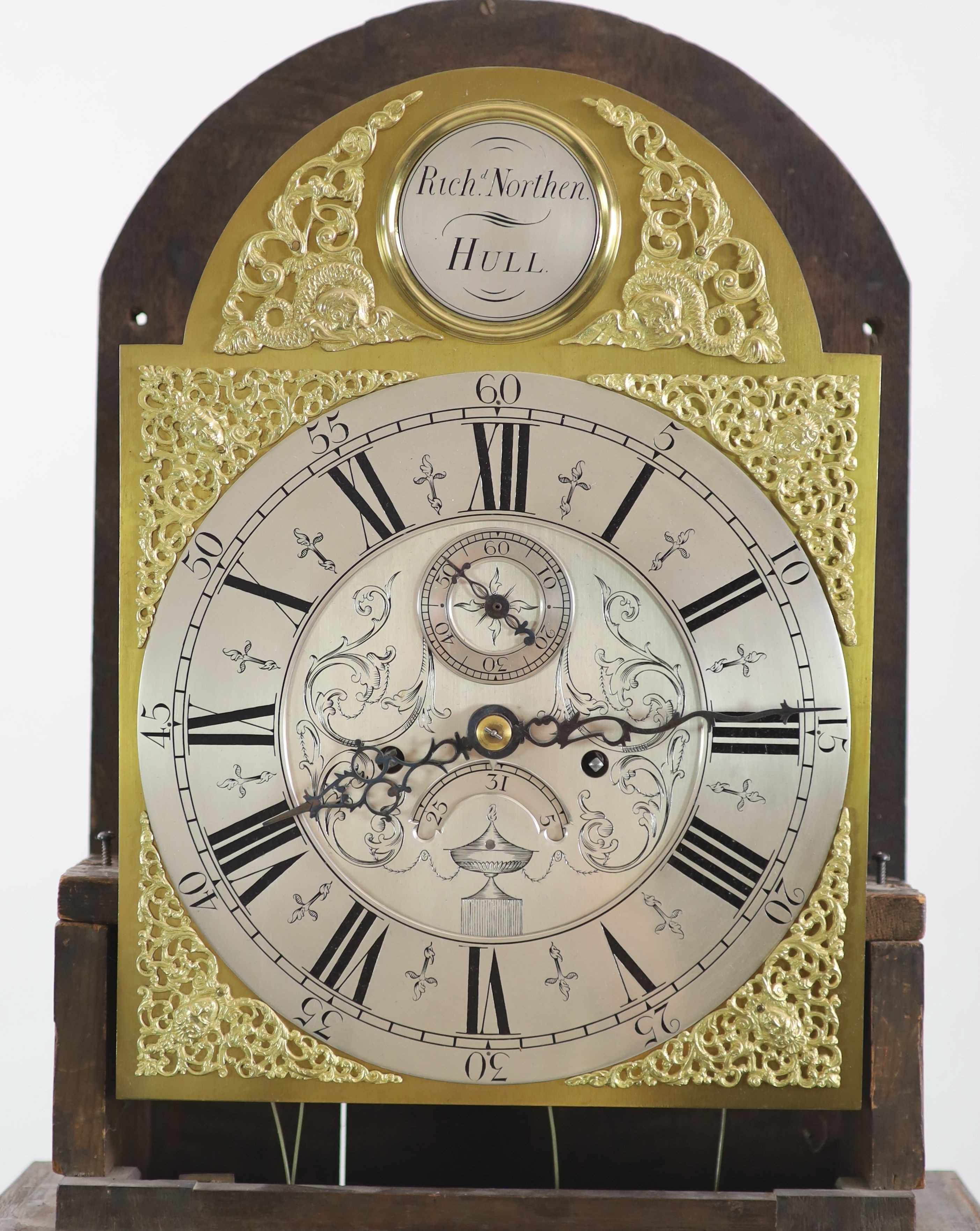 Richard Northen of Hull. A George III mahogany eight day longcase clock, W. 48cm H.244cm